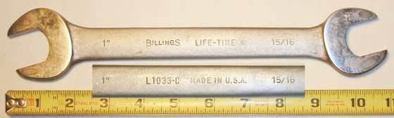 [Billings Life-Time L1033-C 15/16x1 Open-End Wrench]