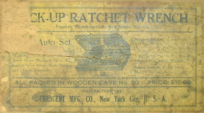 [Label for a Crescent Mfg. Pick-Up Ratchet Wrench Set]