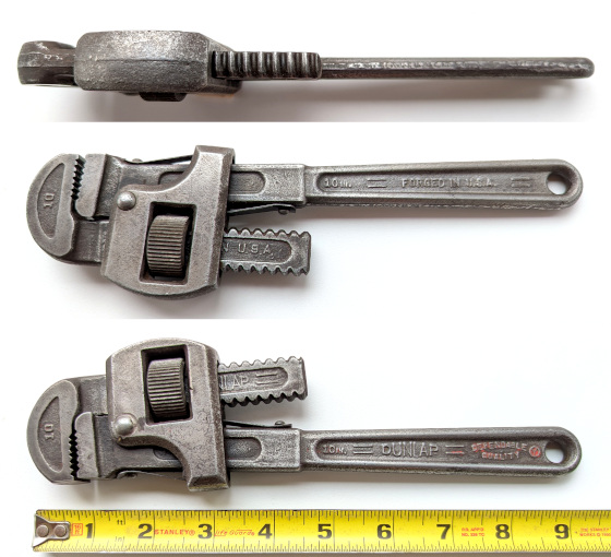 [Dunlap 10 Inch Stillson-Pattern Pipe Wrench]