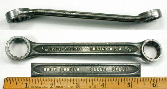 [Indestro Chicago No. 923 5/8x11/16 Short Angled Box-End Wrench]