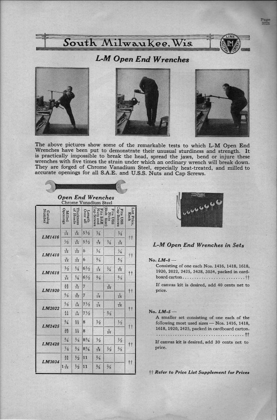 [Excerpt from 1924 Line Material Catalog]
