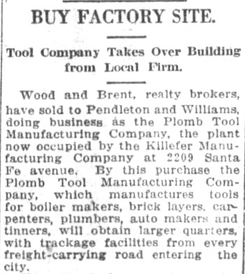 [1920 Notice of Purchase of Santa Fe Avenue Factory]