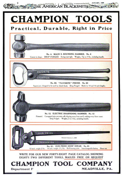 [1909 Advertisement for Champion Tool]