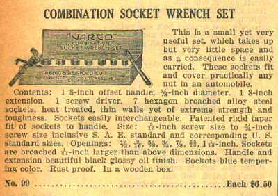 [1920 Catalog Listing for Varco No. 99 Socket Set]