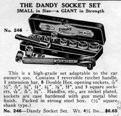 [1932 Catalog Listing for Bog Dandy Socket Set]
