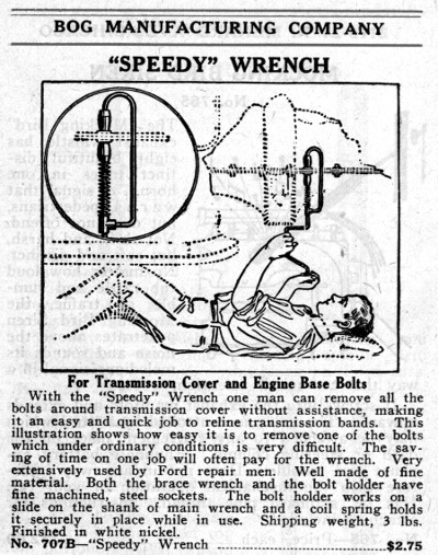 [1927 Catalog Listing for Bog Speedy Nut-Holding Speeder]