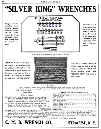 [1910 Advertisement for Silver King Socket Set]