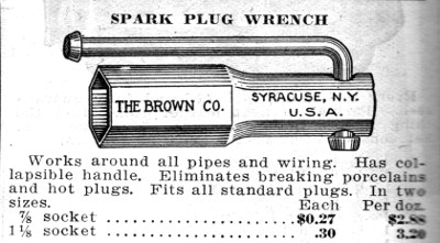 [1912 Catalog Listing for Brown Company Spark Plug Wrench]