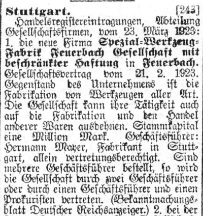 [1923 Notice of Founding of SWF]