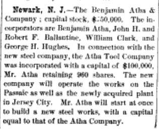 [1888 Notice for Atha Tool Company]