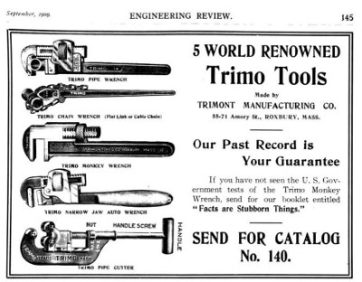 [1909 Advertisement for Trimo Tools]