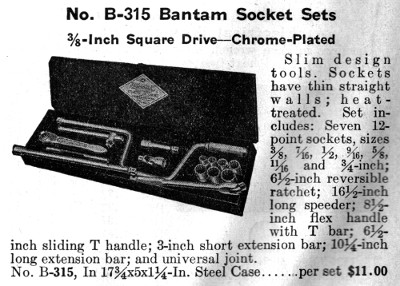 [1936 Catalog Listing for Williams B-315 Socket Set]