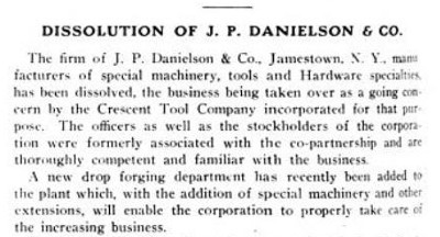 [1907 Notice of Dissolution of J.P. Danielson]