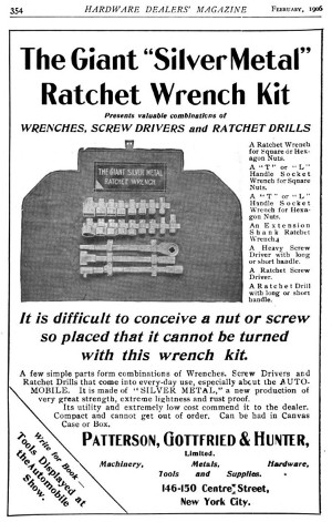 [1906 Advertisement for Giant Ratchet Wrench Tool Roll]