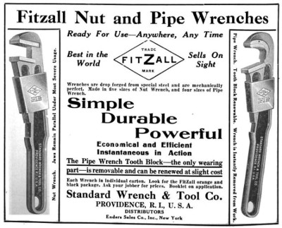 [1912 Ad for FITZALL Wedge-Adjusting Wrench]