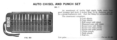 [1918 Catalog Listing of BMCo Chisel and Punch Set]