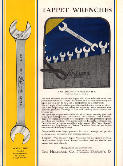 [1929 Catalog Listing for Herbrand Tappet Wrenches]