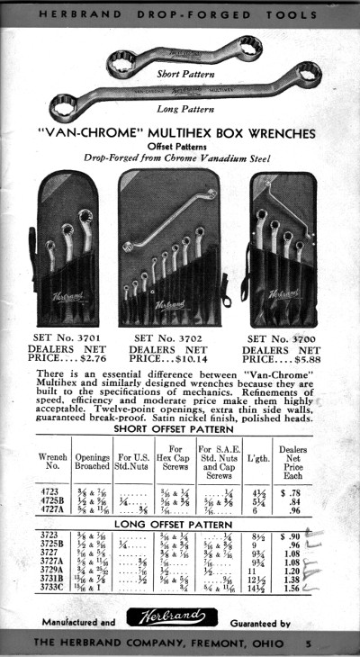 [Early Catalog Listing for Herbrand Multihex Offset Box Wrenches]