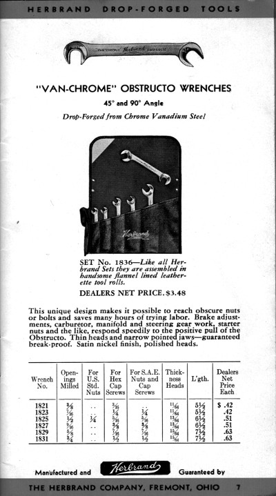 [Early Catalog Listing for Herbrand Obstructo Wrenches]