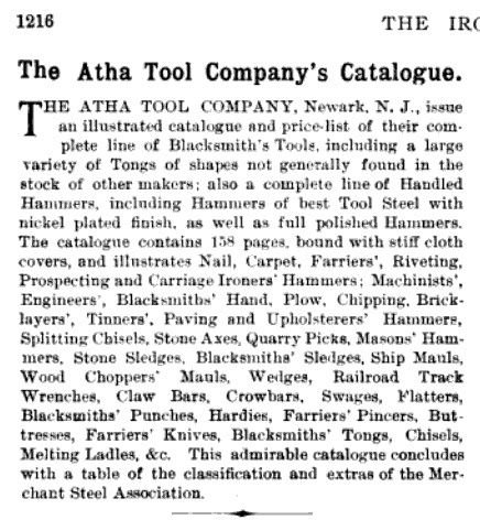 [1896 Notice for Atha Tool Catalog]