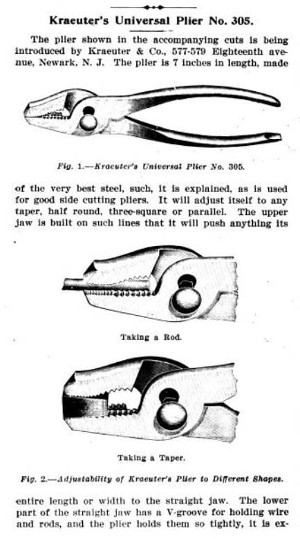 [1903 Notice for Kraeuter Universal No. 305 Pliers]