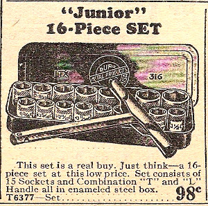 [1932 Catalog Listing for Duro Metal Products LTX316 Socket Set]
