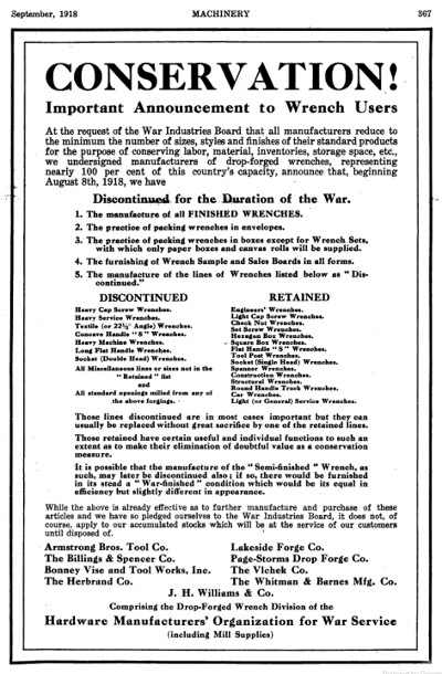 [1918 Notice of War Conservation Changes]