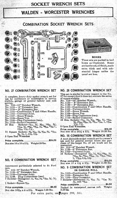 [1922 Catalog Listing for Walden Sockets Sets]