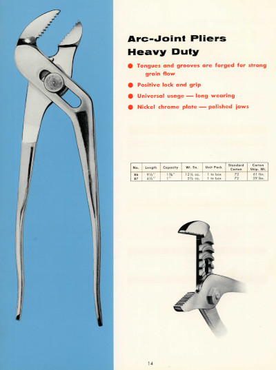 [Catalog Listing for McKaig-Hatch Arc-Joint Pliers]