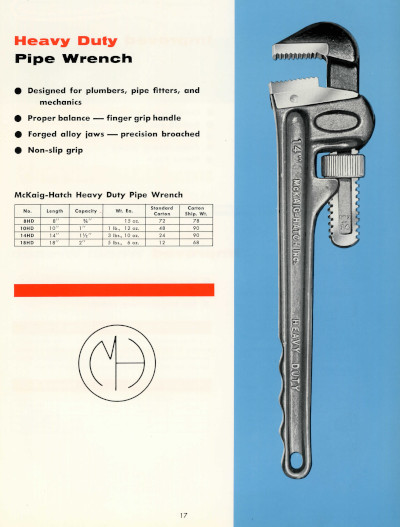 [Catalog Listing for McKaig-Hatch Heavy-Duty Pipe Wrenches]