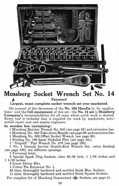 [1915 Catalog Listing for Mossberg No. 14 Socket Set]