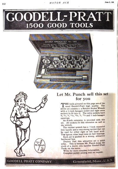 [1920 Ad for Goodell-Pratt Socket Wrench Set]