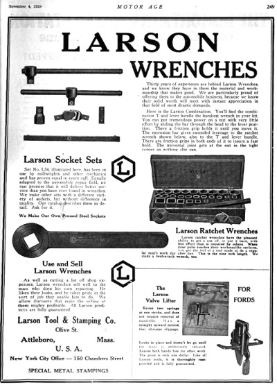 [1920 Ad for Larson Tool & Stamping]