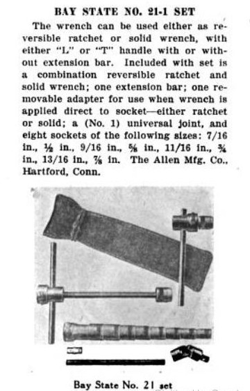 [1922 Notice for Allen Mfg. Bay State No. 21-1 Set]