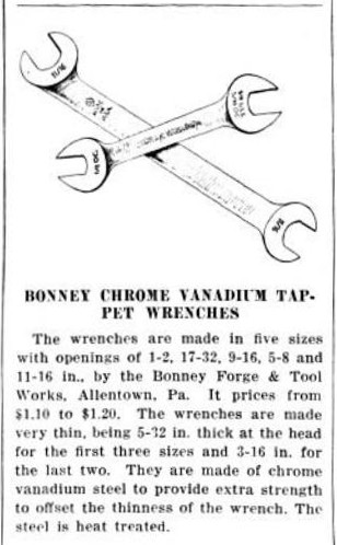 [1922 Notice for Bonney CV Wrenches]