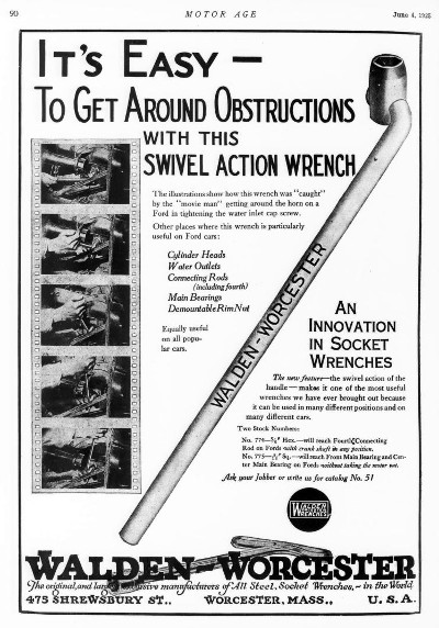 [1925 Ad for Walden Swivel Action Wrench]
