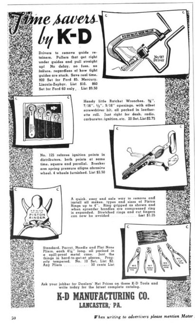 [1940 Ad for K-D Ratcheting Box Wrenches]