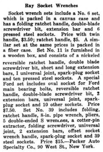 [1917 Notice for Ray Socket Wrenches]