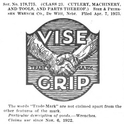 [1923 Vise Grip Trademark Application]