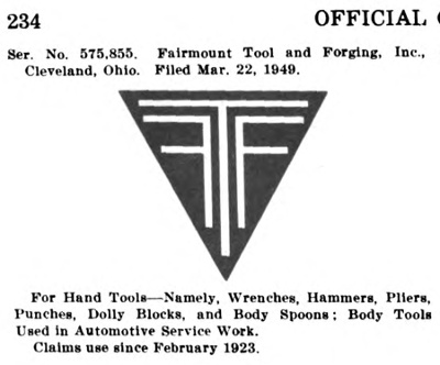 [1952 Trademark Application for Fairmount]