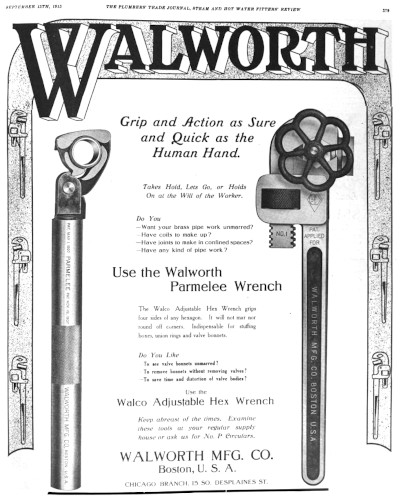 [1915 Ad for Walworth Parmelee Wrench]