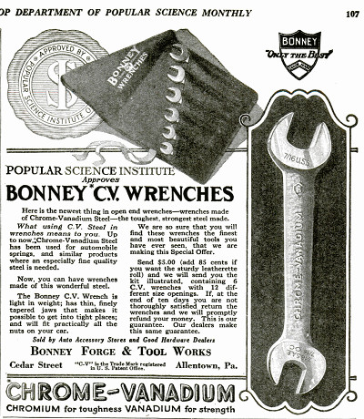 [1924 Ad for Bonney CV Wrenches]