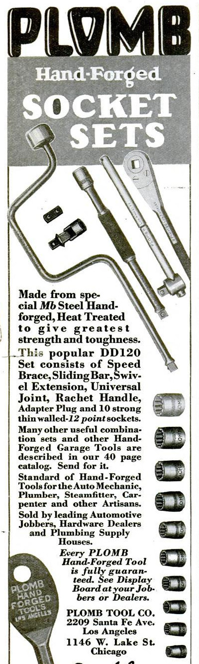 [1929 Ad for Plomb Socket Set]