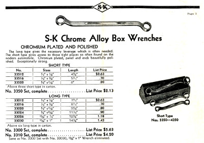 [1941 Catalog Listing of S-K Offset Box Wrenches]
