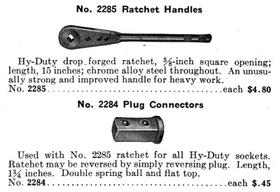 [1930 Catalog Listing of Walden No. 2285 5/8-Drive Ratchet]
