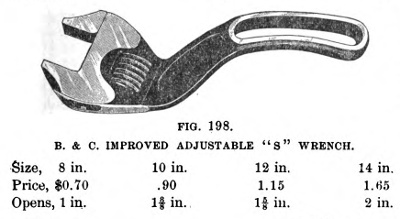 [1895 Catalog Listing for Bemis & Call Adjustable Wrench]