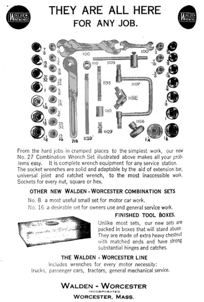 [1920 Advertisement for Walden No. 27 Socket Set]