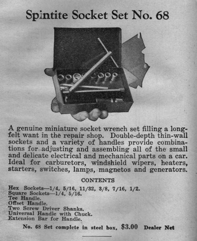 [1928 Catalog Listing for Walden No. 68 Spintite Socket Set]