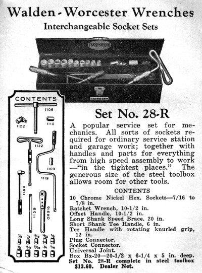 [1928 Catalog Listing for Walden No. 28-R Socket Set]