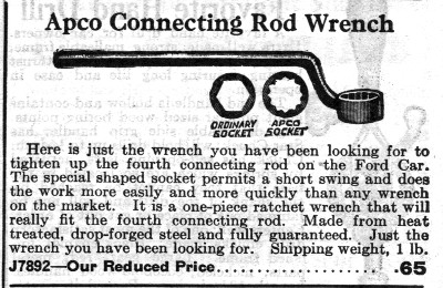 [1922 Catalog Listing for APCO 5/8 Offset Box-End Wrench]